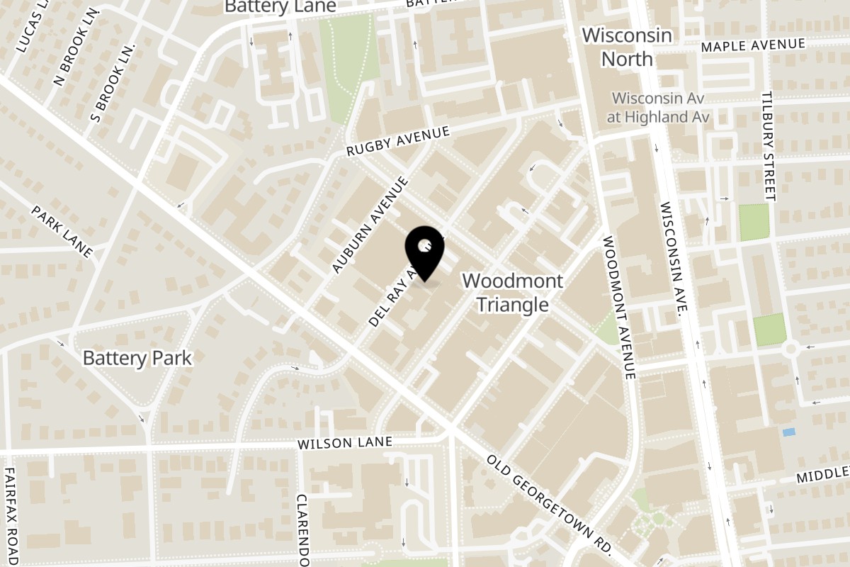 Map showing the location of Guardado's Restaurant on 4918 Del Ray Ave in Bethesda